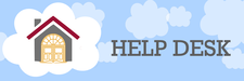 Help desk button with blue clouds and the Burley Remote Learning logo